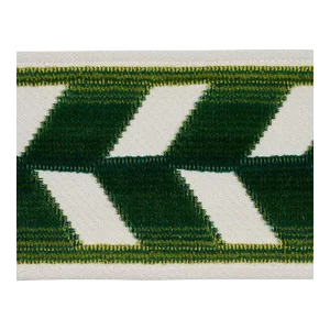 Schumacher Chevron Strie Velvet Tape in Emerald
