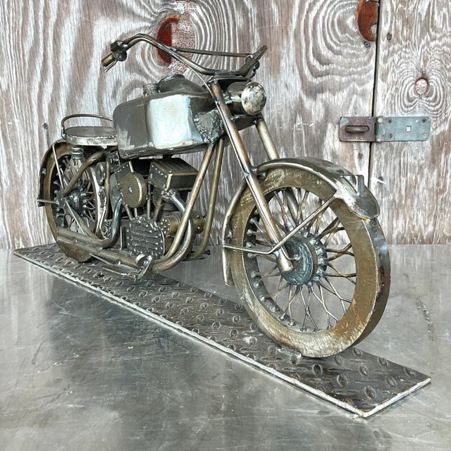 Metal Vintage Motorcycle Sculpture For Sale - Image 7 of 7
