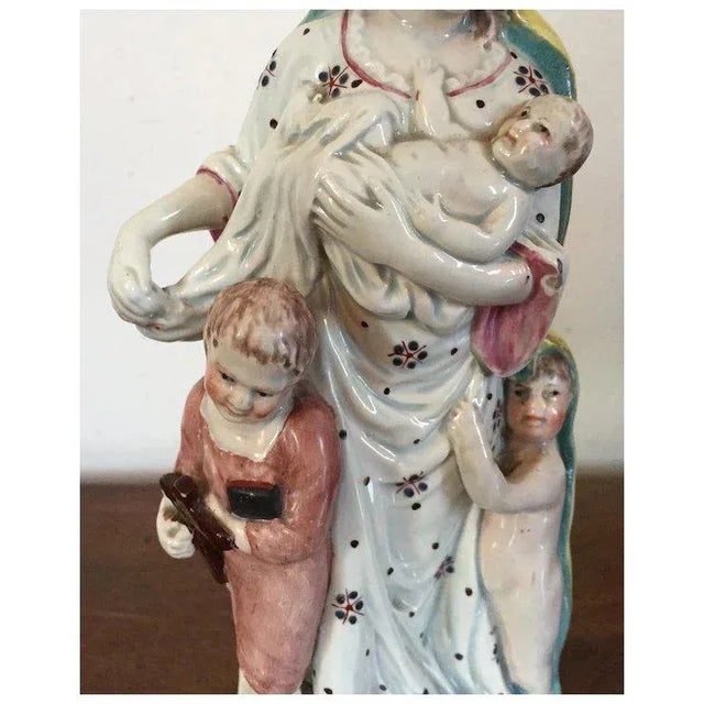 Antique Early 19th Century English Georgian Staffordshire Pearlware Figure of Faith With Two Children and a Baby 1800 For Sale - Image 4 of 11