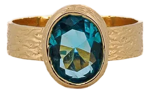 Cleopatra Blue Topaz Adjustable Gold Ring, Size 5