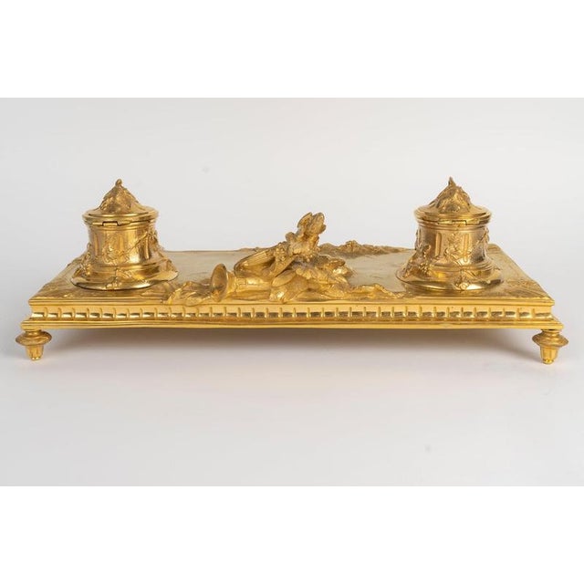 Gilded Bronze Inkwell by Albert Marionnet, 1800s For Sale - Image 5 of 9