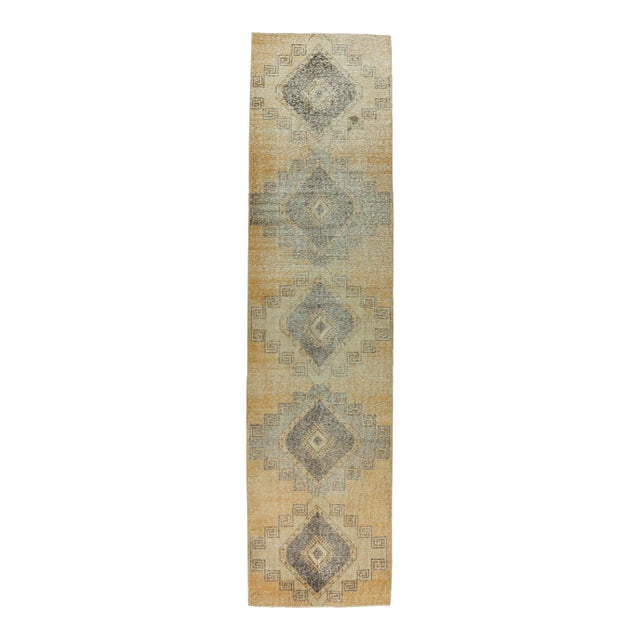 1970s Turkish Hand-Knotted Runner Rug For Sale