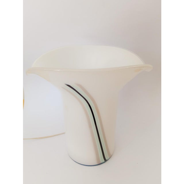 Calla Table Lamp in White Murano Glass from VeArt, 1980s For Sale - Image 3 of 8