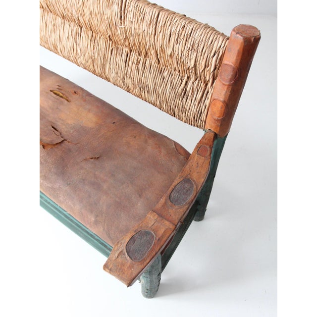 Wood Vintage Mexican Hacienda Chair, Sofa and Loveseat Set For Sale - Image 7 of 15