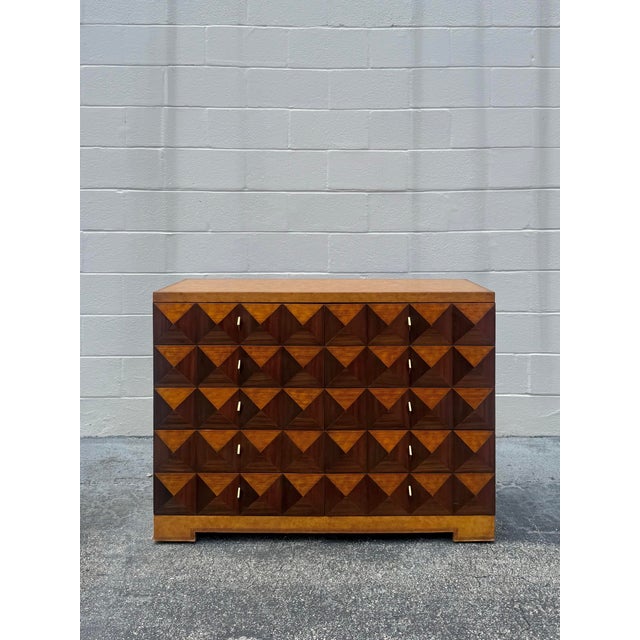 Maitland - Smith Vintage MCM Maitland Smith Inlaid Pyramidal Chest of Drawers For Sale - Image 4 of 7