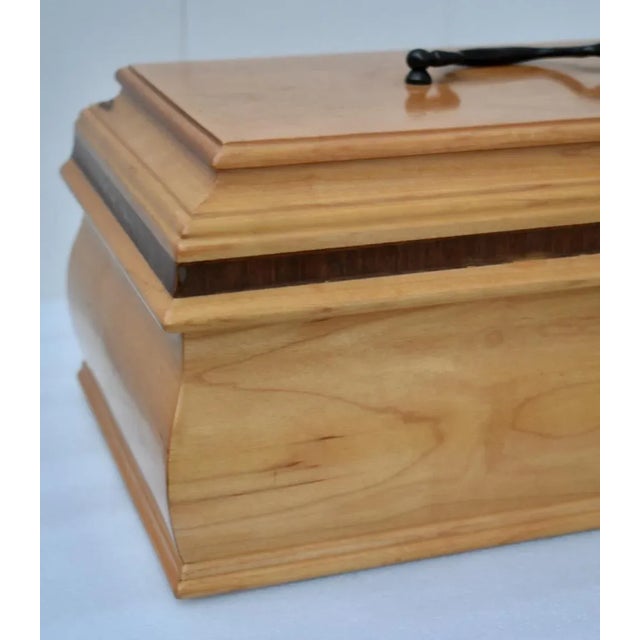 Traditional 1990s Korean Maple Traditional Jewelry Box with Fitted Interior and Inlaid Rosewood For Sale - Image 3 of 13
