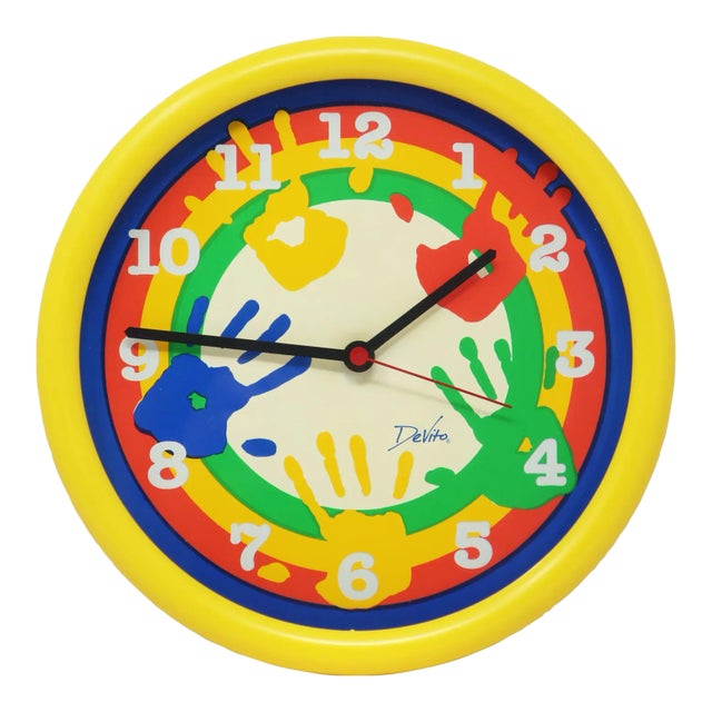 1980s Colorful Handprint Wall Clock by Devito For Sale