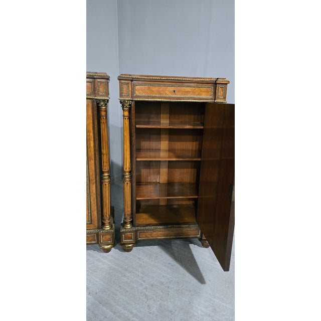 Late 19th Century Tall French Louis XVI Porcelain Mounted Cabinets, 1880, Set of 2 For Sale - Image 5 of 18