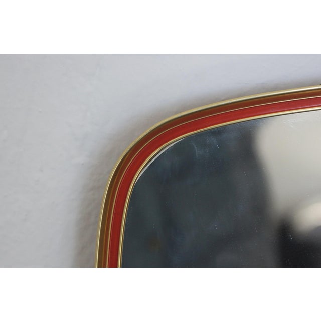 Mid-Century Modern Mid-Century Gold and Red Mirror, 1960s For Sale - Image 3 of 5