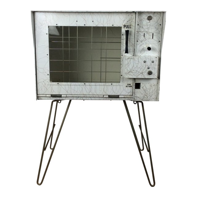Mid Century Modern Freestanding Newspaper Vending Cabinet on Hairpin Legs For Sale