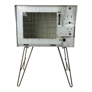 Mid Century Modern Freestanding Newspaper Vending Cabinet on Hairpin Legs