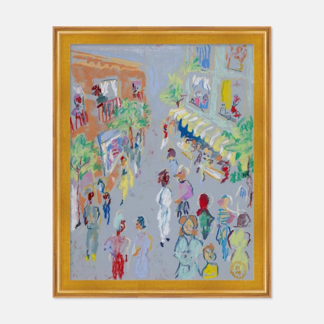Contemporary In the Street by Happy Menocal in Gold Frame, Small Art Print For Sale - Image 3 of 3