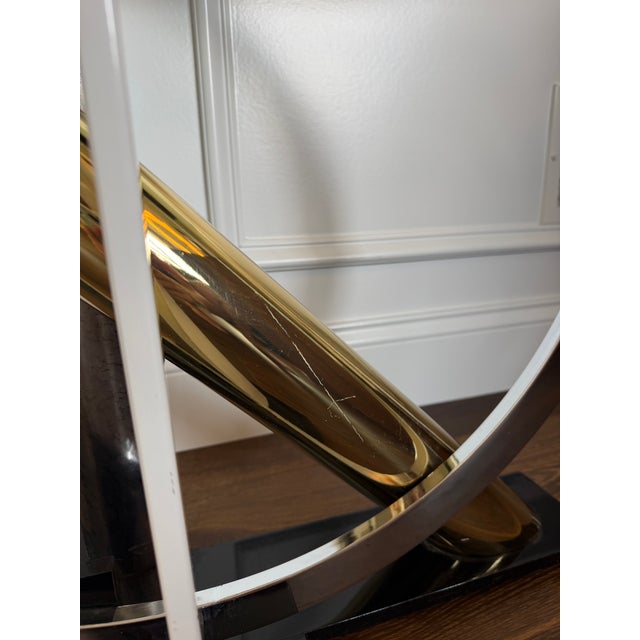 Kaizo Oto for Design Institute America Postmodern Brass, Chrome & Glass Sculptural Console Table For Sale - Image 10 of 12