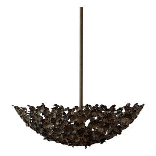 Warm Black Primrose Garden Floral Dish Light For Sale
