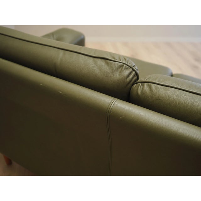 Vintage Danish Green Leather Sofa, 1970s For Sale - Image 18 of 18
