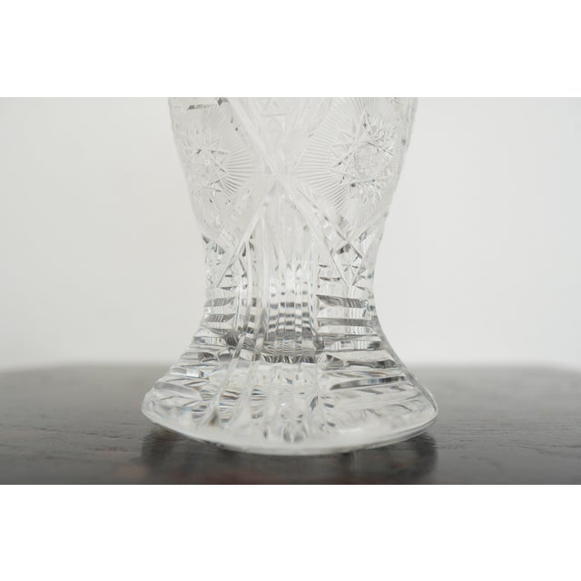 Antique American Brilliant Period Cut Crystal Pedestal Vases (Set of 2) For Sale - Image 10 of 14