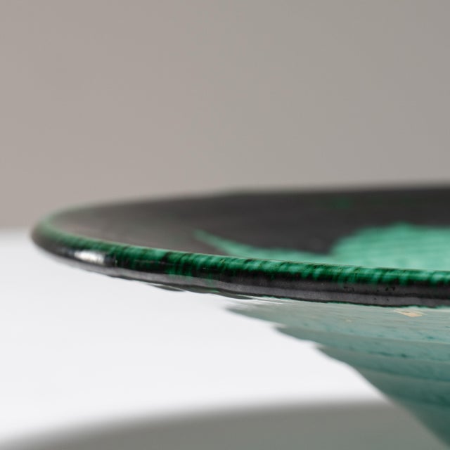 1960s 1960s France Teal Ceramic Serving Bowl For Sale - Image 5 of 15