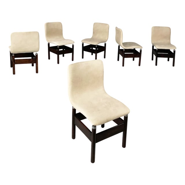 Italian Modern Wood and Metal Chairs by Vittorio Introini for Saporiti, 1960s, Set of 6 For Sale