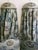 Pair of Directoire-style beds including two canopies, two headboards, two pairs of curtains, and two matching sky-blue...
