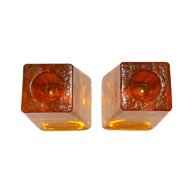 Early 21st Century Fire & Light Pair of Copper Tone Recycled Glass Candle Holders, California Studio Decor For Sale - Image 5 of 11