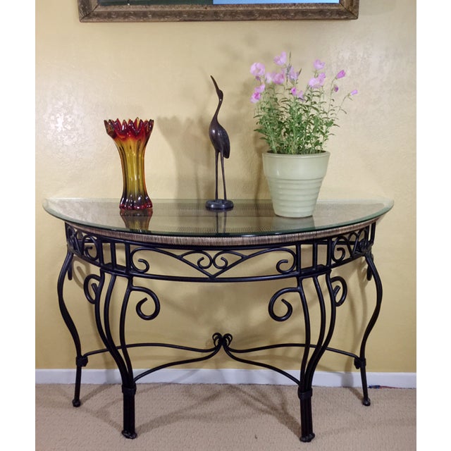 Contemporary Contemporary Iron and Glass Console Table For Sale - Image 3 of 3