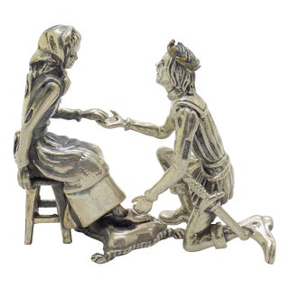 Vintage Italian Cinderella and Prince Silver 800 Figurine Duo by Arezzo Silversmiths, 1970s For Sale