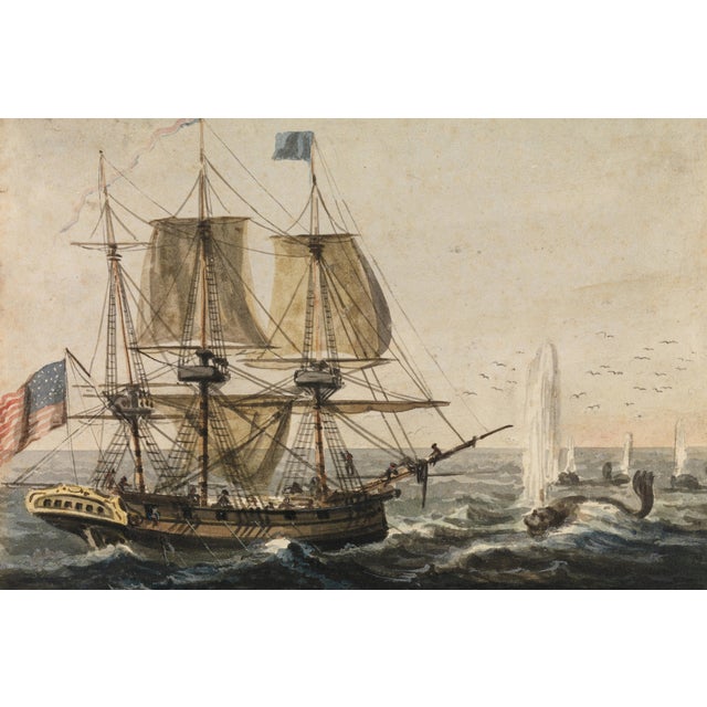 Antique Maritime Ship Study, Newfoundland Coast Scene, Coastal Nautical Art Print, 36" × 24" For Sale