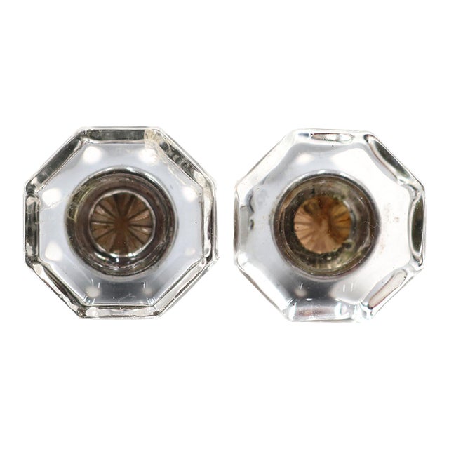 Pair of Vintage 1.062 In. Octagon Clear Glass Cabinet Knobs For Sale
