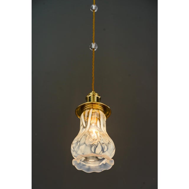 Art Deco Pendants with Opaline Glass Shades, Vienna, 1920s, Set of 2 For Sale - Image 9 of 15