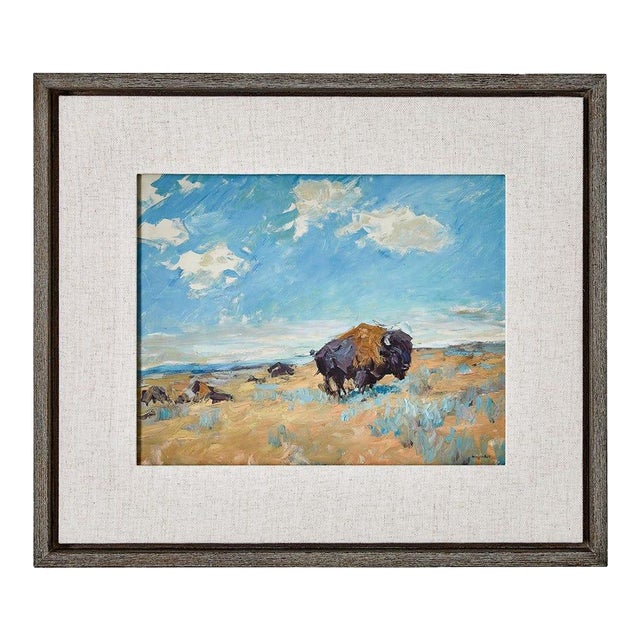 Buffalo Plains - Framed Canvas For Sale