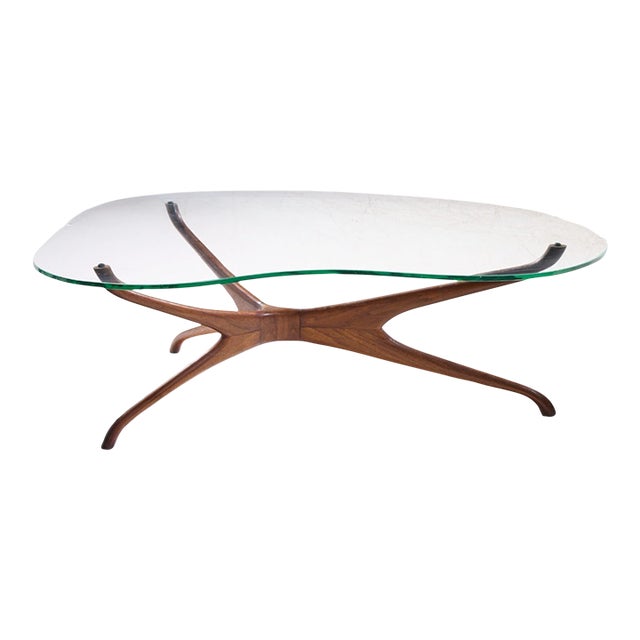 Vladimir Kagan for Dreyfuss Mid Century Walnut Tri-Symmetric Coffee Table For Sale