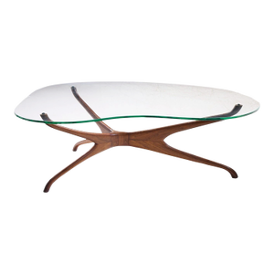 Vladimir Kagan for Dreyfuss Mid Century Walnut Tri-Symmetric Coffee Table