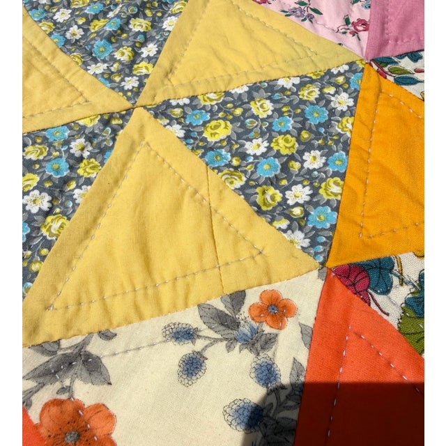 Quality Hand Stitched Cotton Triangle Feedsack Quilt From Ohio Estate For Sale - Image 11 of 18
