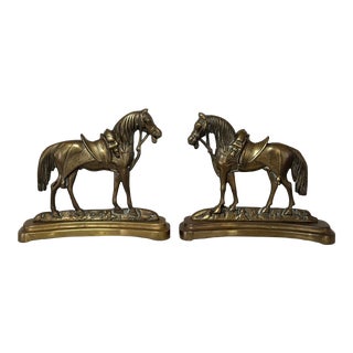English Brass Horse Bookends For Sale