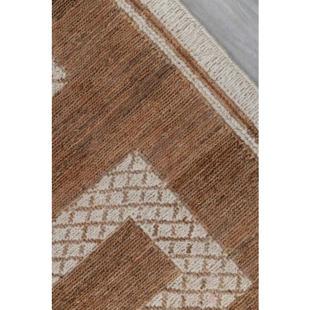 8x10Ft. Natural Brown Jute cream design Taureg Inspired Soumek Jute Hand Woven Rug For Sale - Image 4 of 12