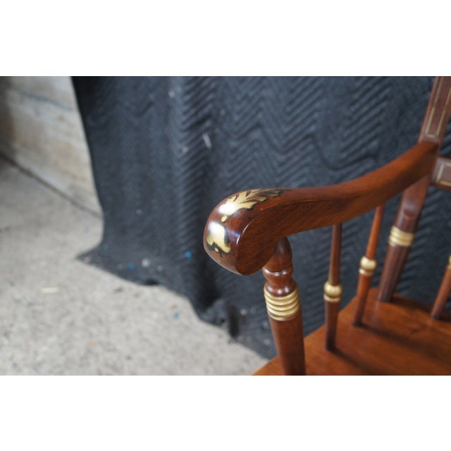 Brown Mid 20th Century Tell City Hitchcock Style Maple Rumford & Gold Stenciled Spindle Back Bench For Sale - Image 8 of 15