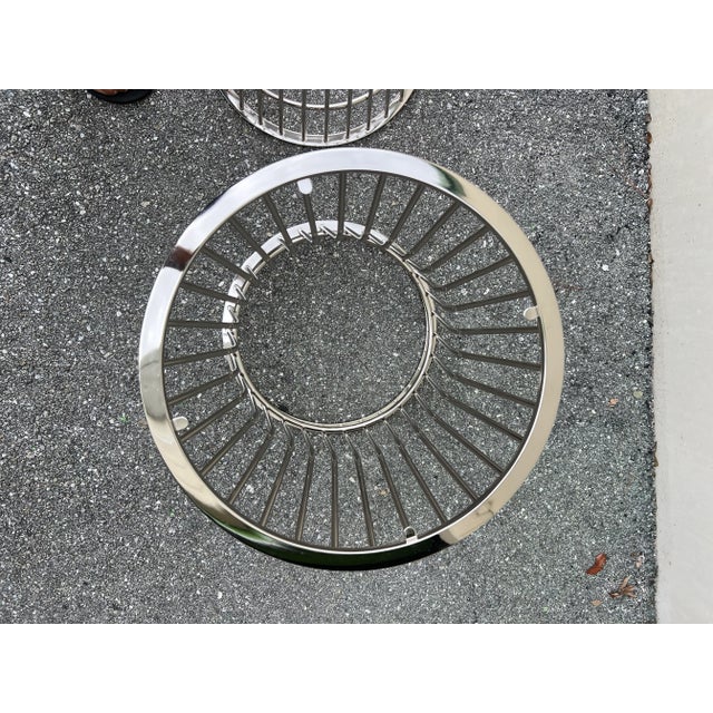 Metal Cage Side Tables White Frosted Glass Tops For Sale In West Palm - Image 6 of 10