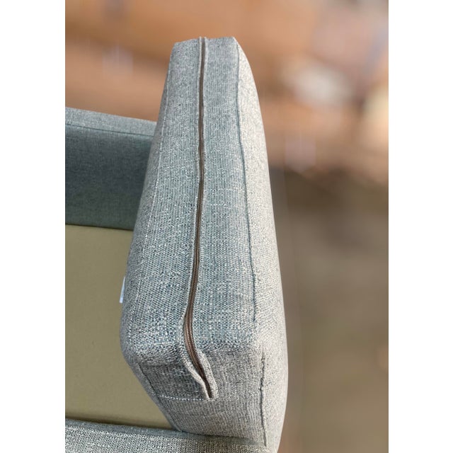 C. R. Laine Kendrick Swivel Chair 545-05sw Upholstered in a Soft, Neutral Toned Thibaut Everly Spa Blue Fabric For Sale - Image 13 of 18