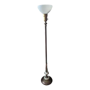 Mid 20th Century Torchiere Lamp in Brass and Alabaster Marble