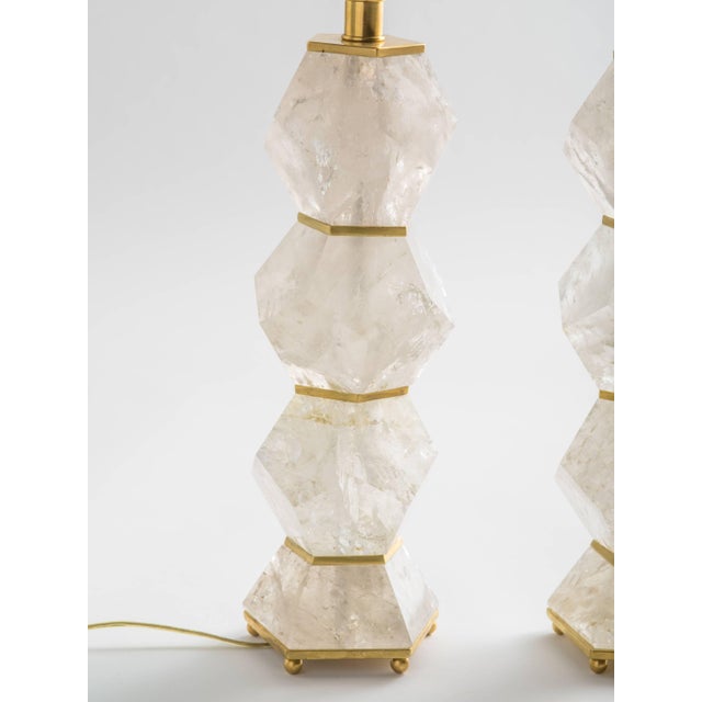 White "Eon Collection" Classic Rock Crystal Quartz Lamps - A Pair For Sale - Image 8 of 9