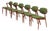 Model 42 Dining Chairs in Teak and Green Fabric by Kai Kristiansen for Schou Andersen, Denmark, 1960s, Set of 6 For Sale