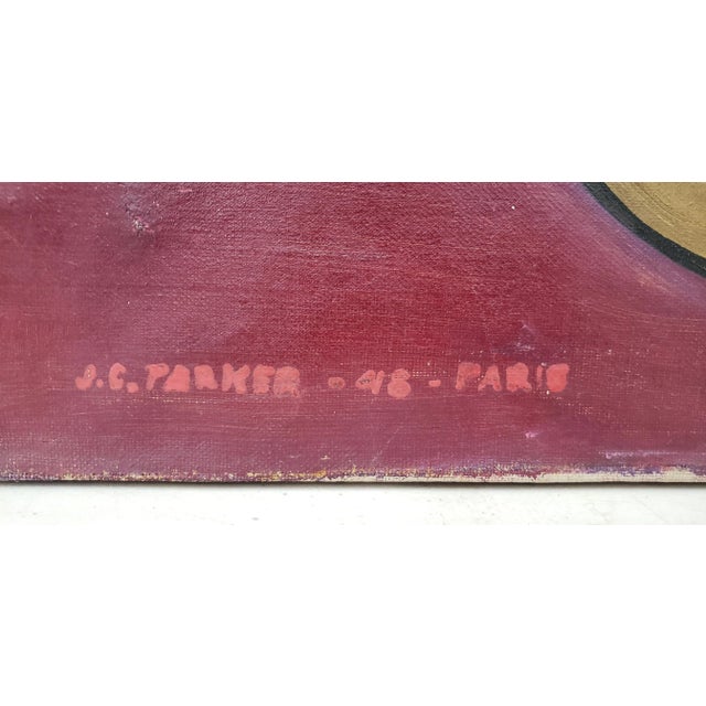 Textile Surreal Still Life Oil Painting by j.c. Parker, Paris 1948 For Sale - Image 7 of 9