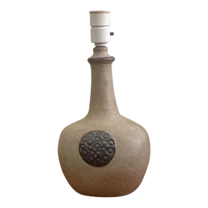 Danish Brutalist Unglazed Stoneware Table Lamp by Knabstrup, 1970s