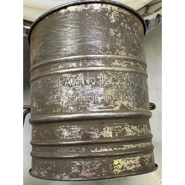 Farmhouse Jacob Bromwell. 1cup Antique Flour Sifter. April 8, 1930. Oldest Flour Sifter Manufacturer Single Wire Crank and Agitator Usa. Mid Century. Americana. For Sale - Image 3 of 7