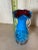 Vintage Blue & Red Rosebud Vases - A Pair For Sale - Image 4 of 7