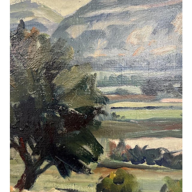 Kurt Conrad Loew, View of the Geneva Countryside and the Salève from Vegetable Garden, 1950, Oil on Canvas For Sale - Image 9 of 13
