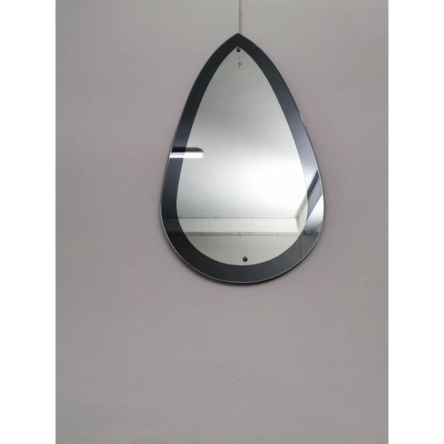 1970s Itailan Wall Drop Mirror with Gray Mirrored Glass, 1970s For Sale - Image 5 of 9