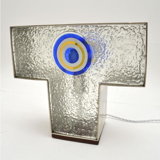 Vintage Italian Glass and Steel Table Lamp, 1960 For Sale - Image 6 of 9