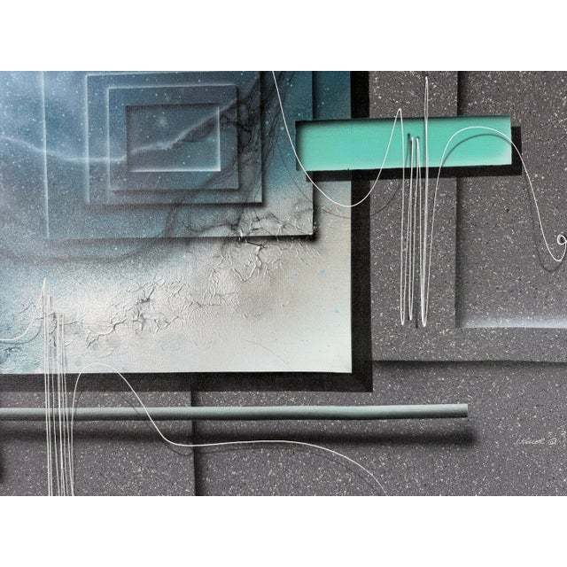 1980s Josef Kugler Abstract Geometric Acrylic on Canvas Painting For Sale - Image 10 of 12