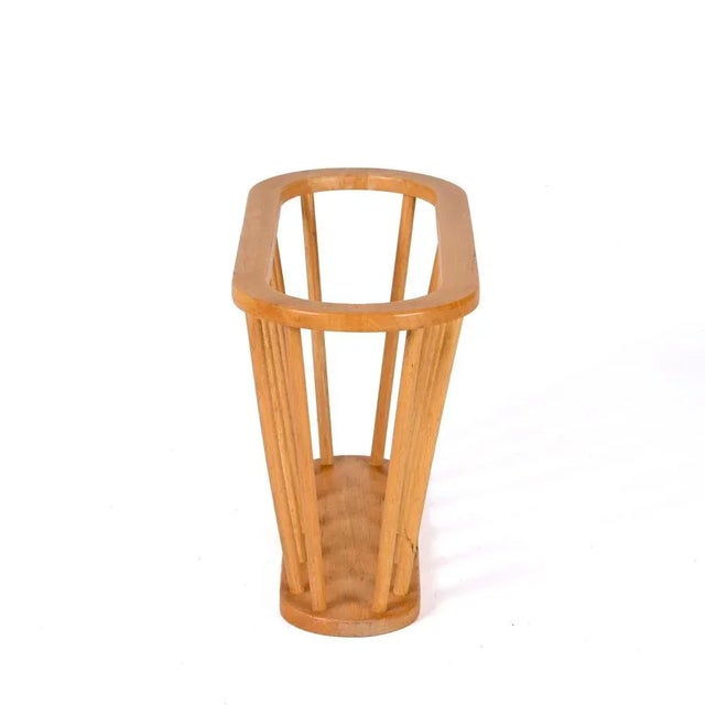 Mid-Century Danish Modern Oval Oak Magazine Rack, 1970s For Sale - Image 11 of 13